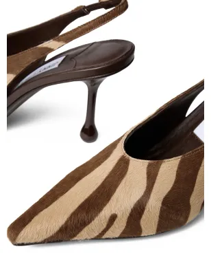 Jimmy Choo 80mm Isa zebra-print slingback pumps - Brown - サムネイル3