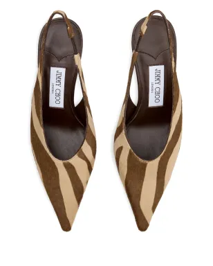 Jimmy Choo 80mm Isa zebra-print slingback pumps - Brown - サムネイル4