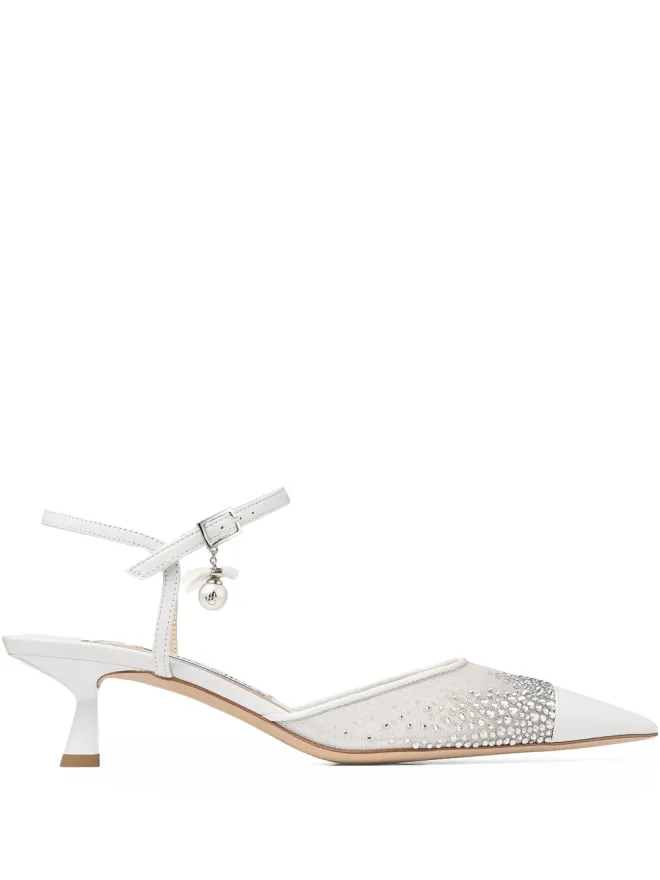 Jimmy Choo Jimmy Choo AREN 45mmヒール クリスタル装飾パンプス - ホワイトの商品画像