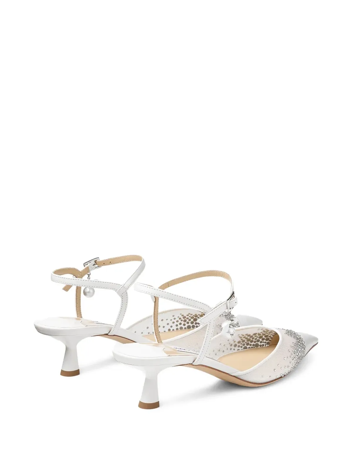 Jimmy Choo AREN 45mmヒール クリスタル装飾パンプス - ホワイト - 画像5