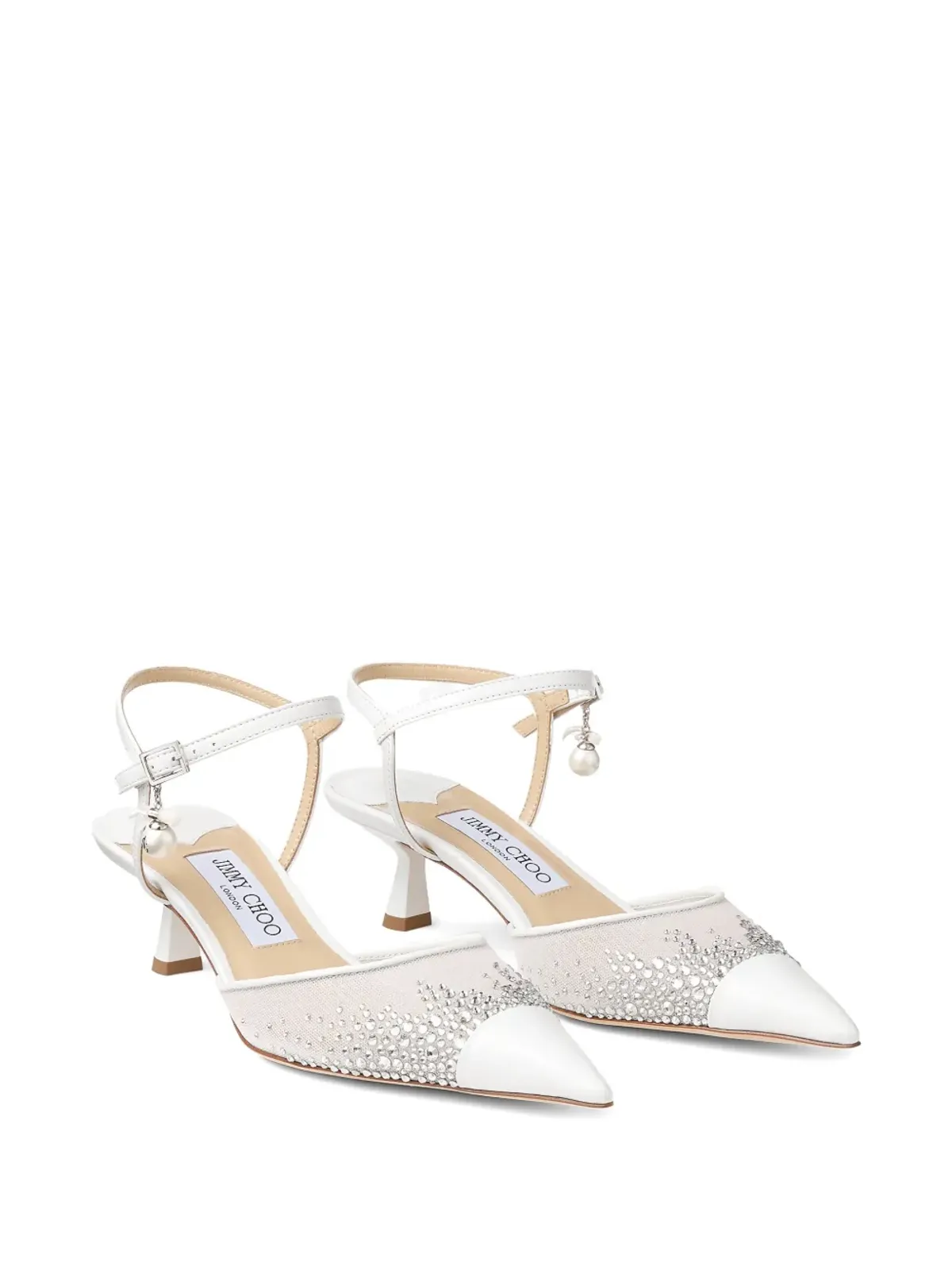 Jimmy Choo AREN 45mmヒール クリスタル装飾パンプス - ホワイト - 画像2