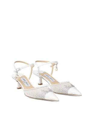 Jimmy Choo AREN 45mmヒール クリスタル装飾パンプス - ホワイト - サムネイル2