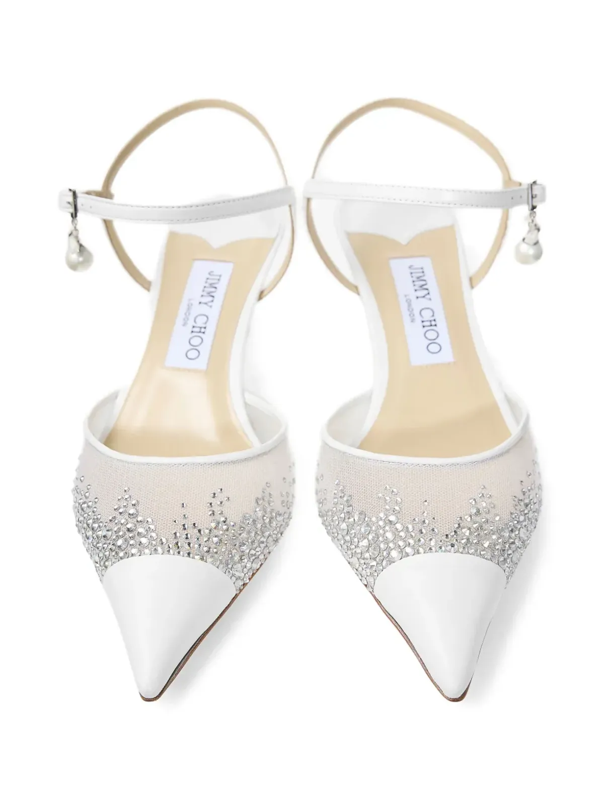 Jimmy Choo AREN 45mmヒール クリスタル装飾パンプス - ホワイト - 画像4