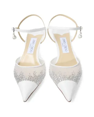 Jimmy Choo AREN 45mmヒール クリスタル装飾パンプス - ホワイト - サムネイル4