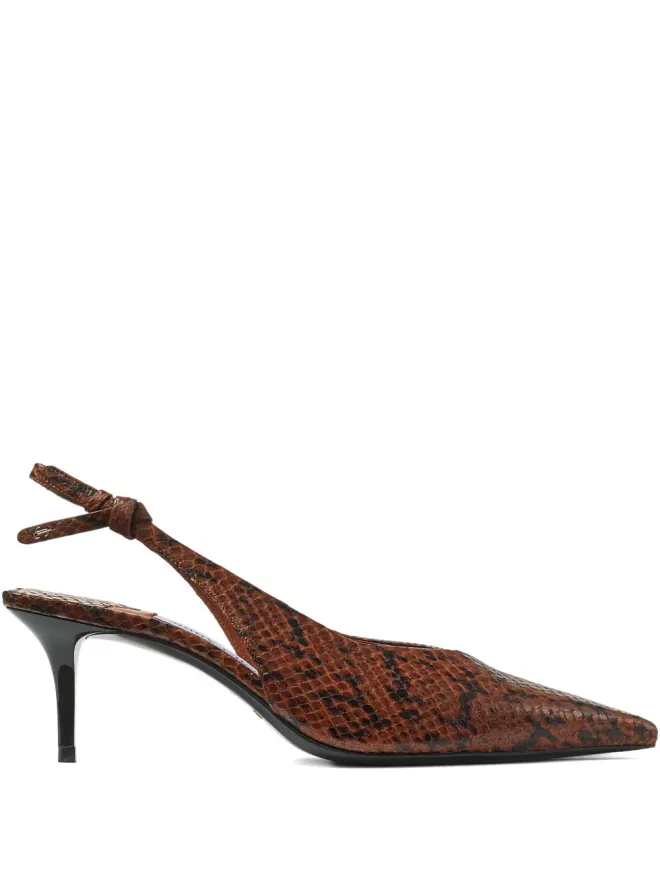 Jimmy Choo Jimmy Choo 60mm Camie ヘビ柄風スリングバックパンプス ブラウンの商品画像