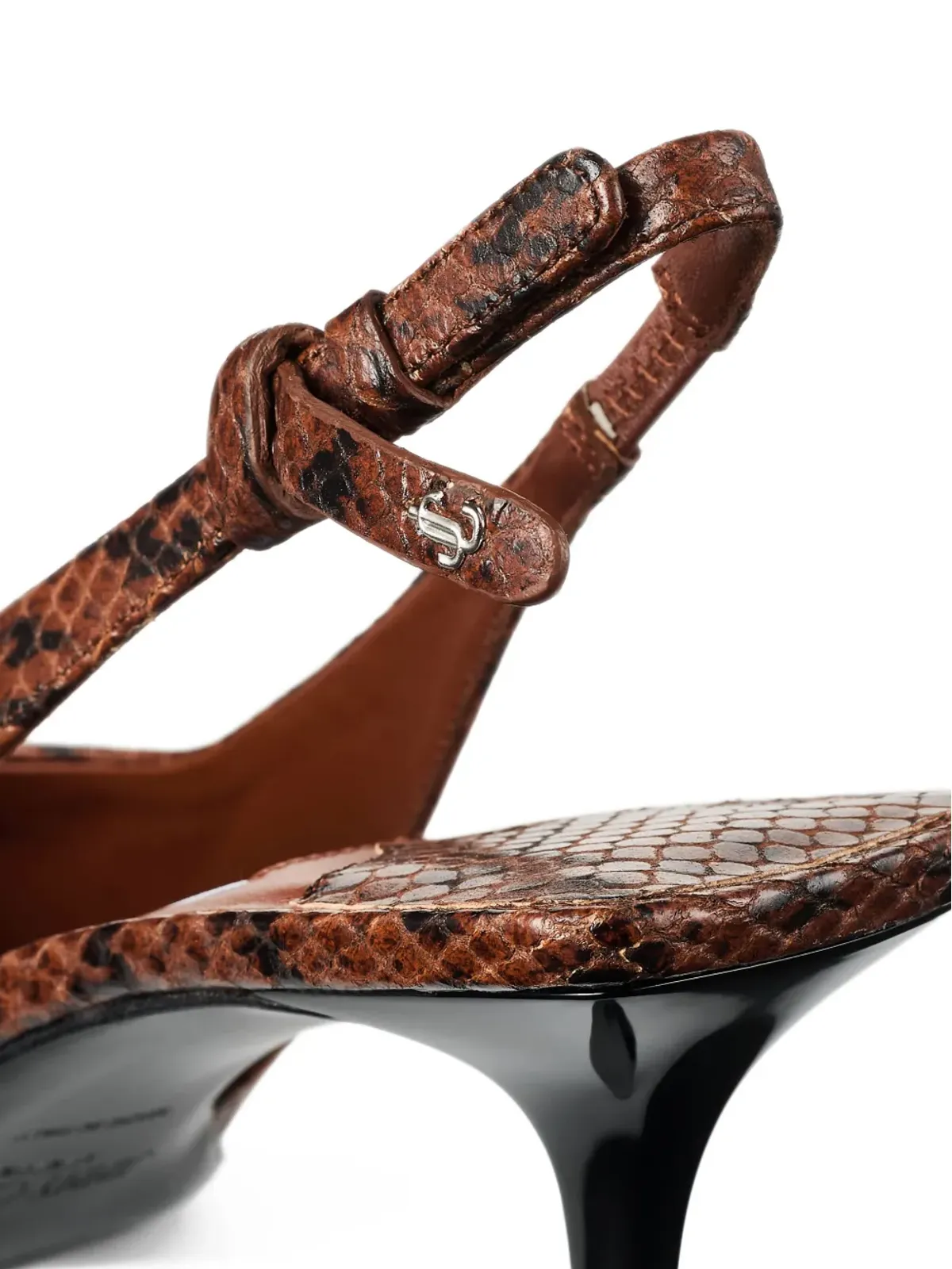Jimmy Choo 60mm Camie ヘビ柄風スリングバックパンプス ブラウン - 画像4