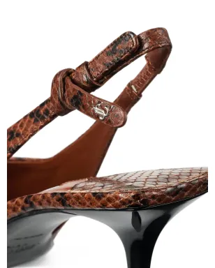 Jimmy Choo 60mm Camie ヘビ柄風スリングバックパンプス ブラウン - サムネイル4