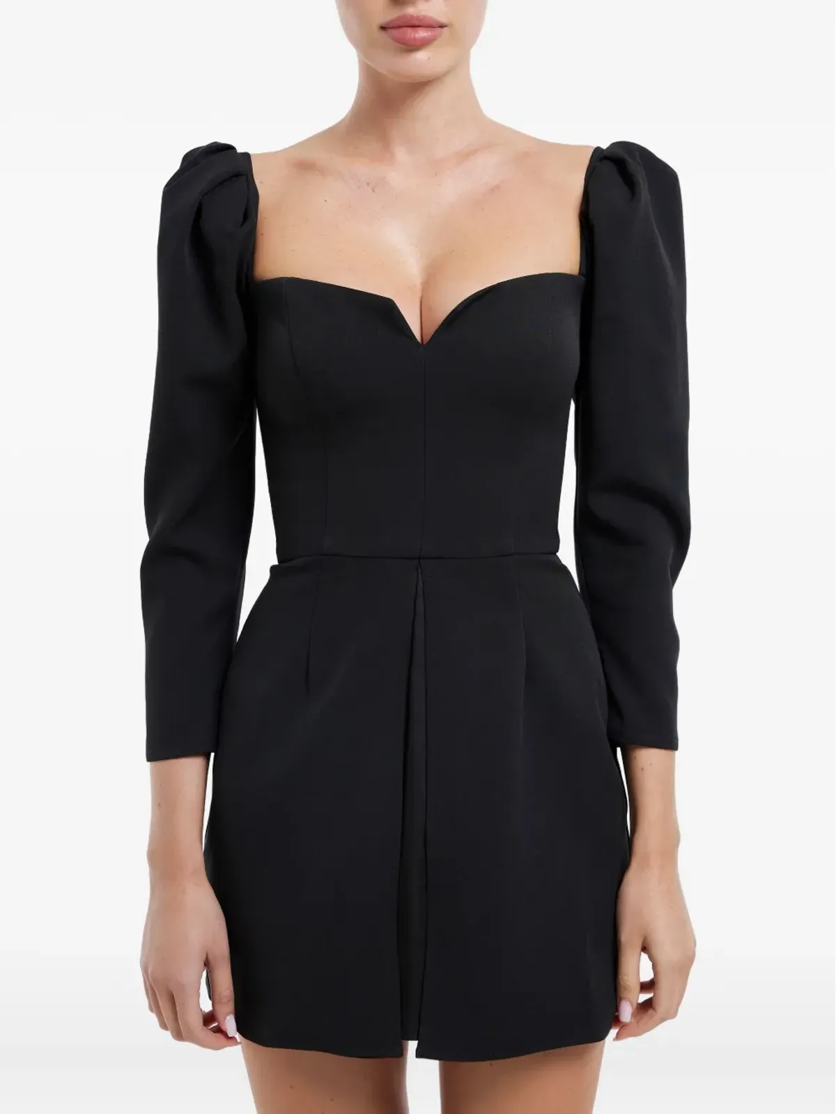 POST MERIDIEM 長袖Aラインミニドレス ブラック - 画像5