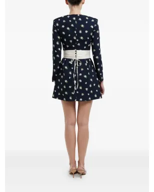 POST MERIDIEM ローズプリントベルト付きミニドレス - ブルー - サムネイル4