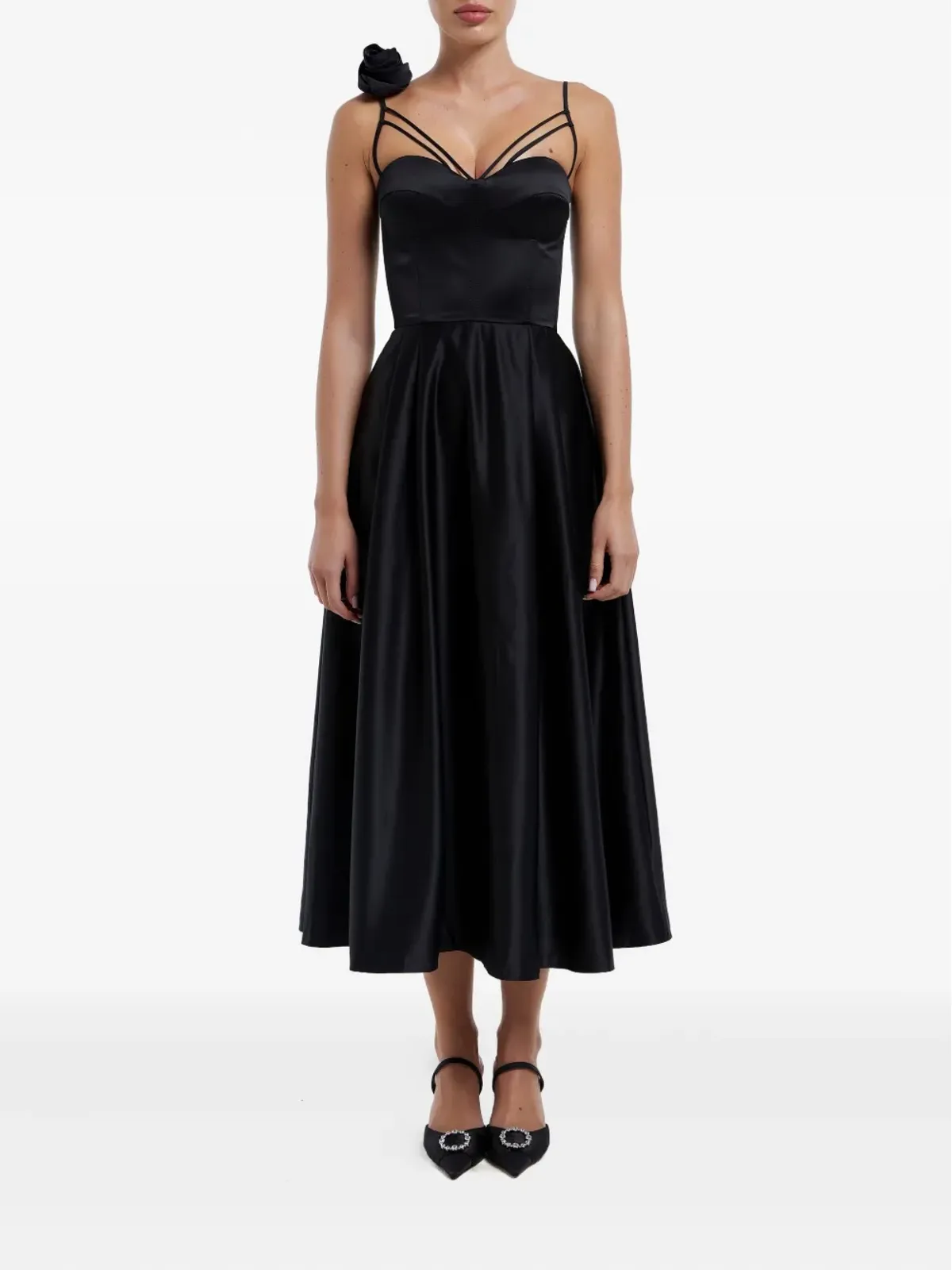 POST MERIDIEM ローズディテール コルセット ミディドレス - 画像2