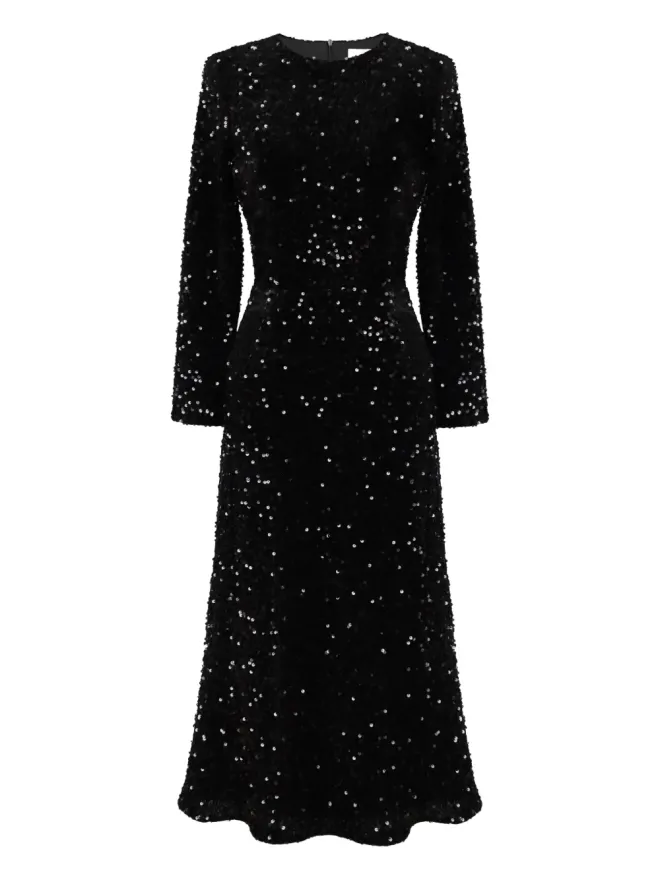 POST MERIDIEM POST MERIDIEM スパンコール装飾ベルベット ミディドレスの商品画像