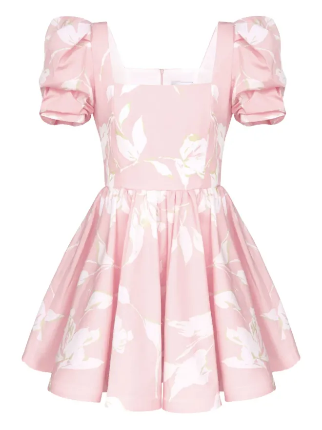 POST MERIDIEM POST MERIDIEM 花柄プリント スクエアネック ミニドレス - ピンクの商品画像