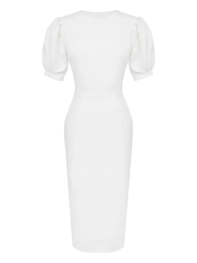 POST MERIDIEM POST MERIDIEM ボリュームスリーブ ミディドレス - Whiteの商品画像