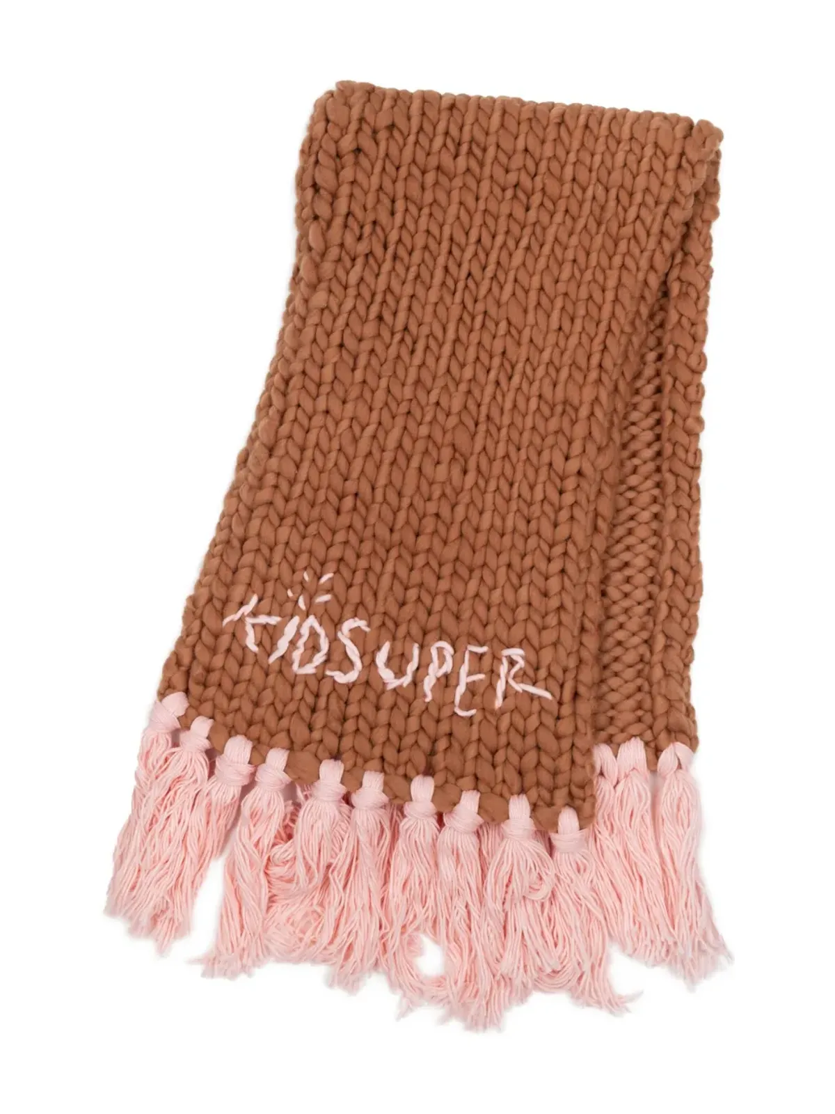 KidSuper ブラウンのチャンクニットスカーフ - 画像1