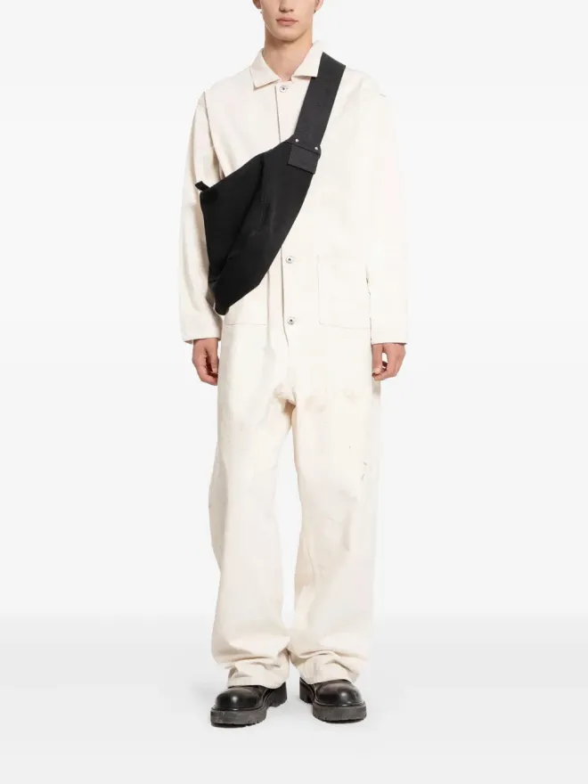 TAIGA TAKAHASHI TAIGA TAKAHASHI paint-splatter cotton jumpsuit - Neutralsの商品画像