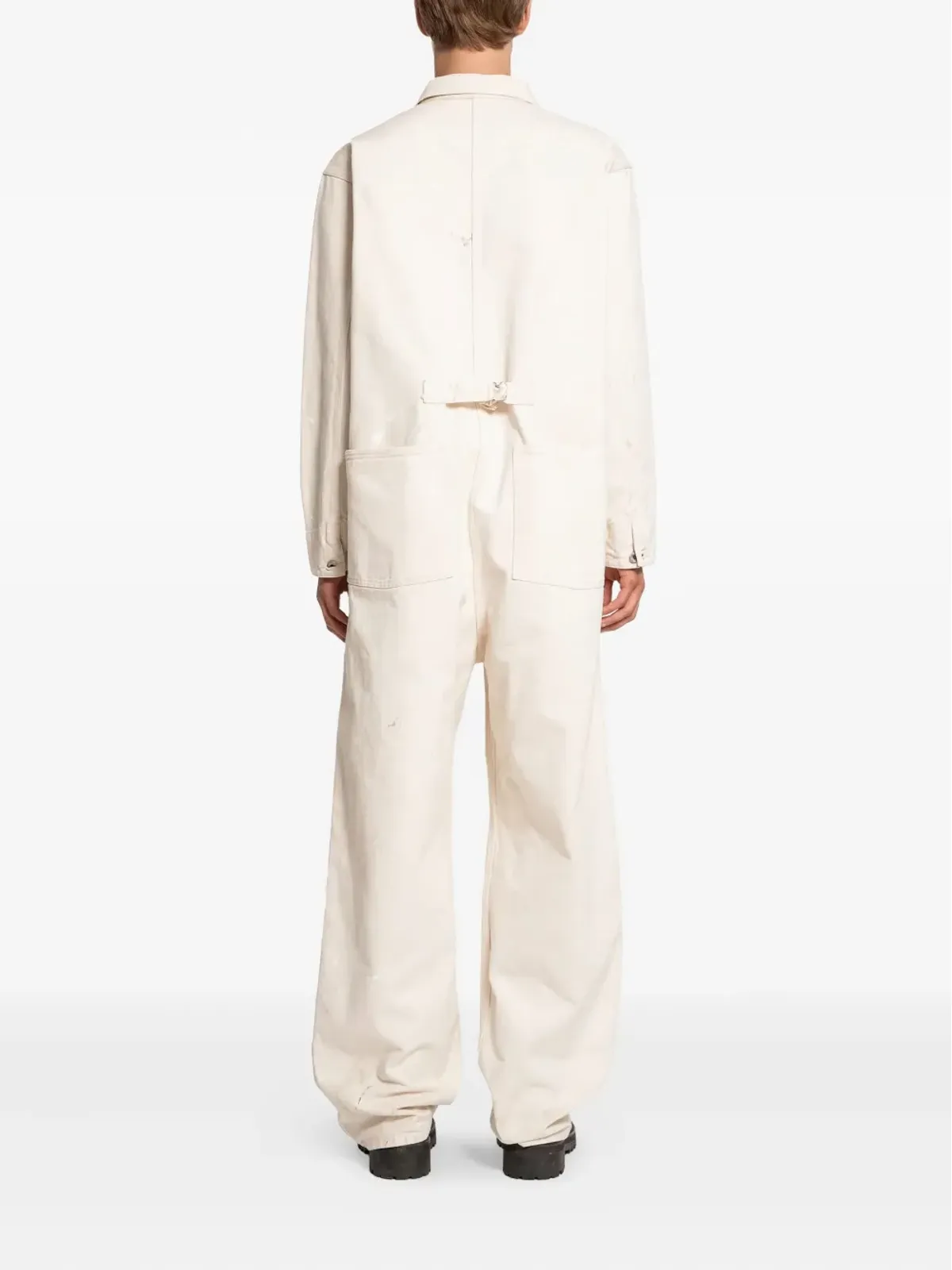 TAIGA TAKAHASHI paint-splatter cotton jumpsuit - Neutrals - 画像4