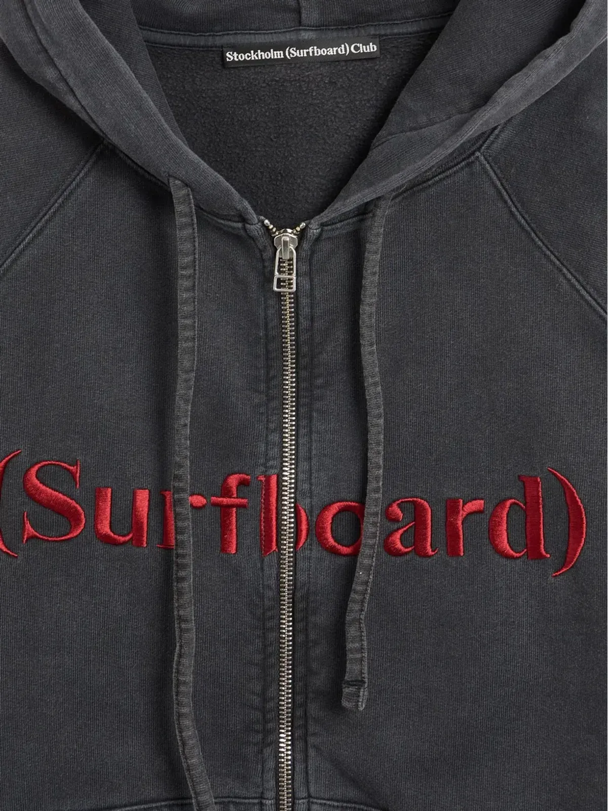 Stockholm Surfboard Club Ace embroidered zip-up hoodie - Black - 画像4