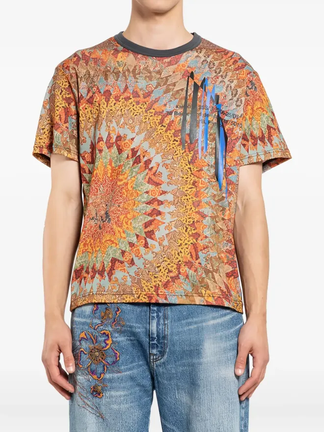KHOKI KHOKI パッチワークプリント Tシャツ - オレンジの商品画像