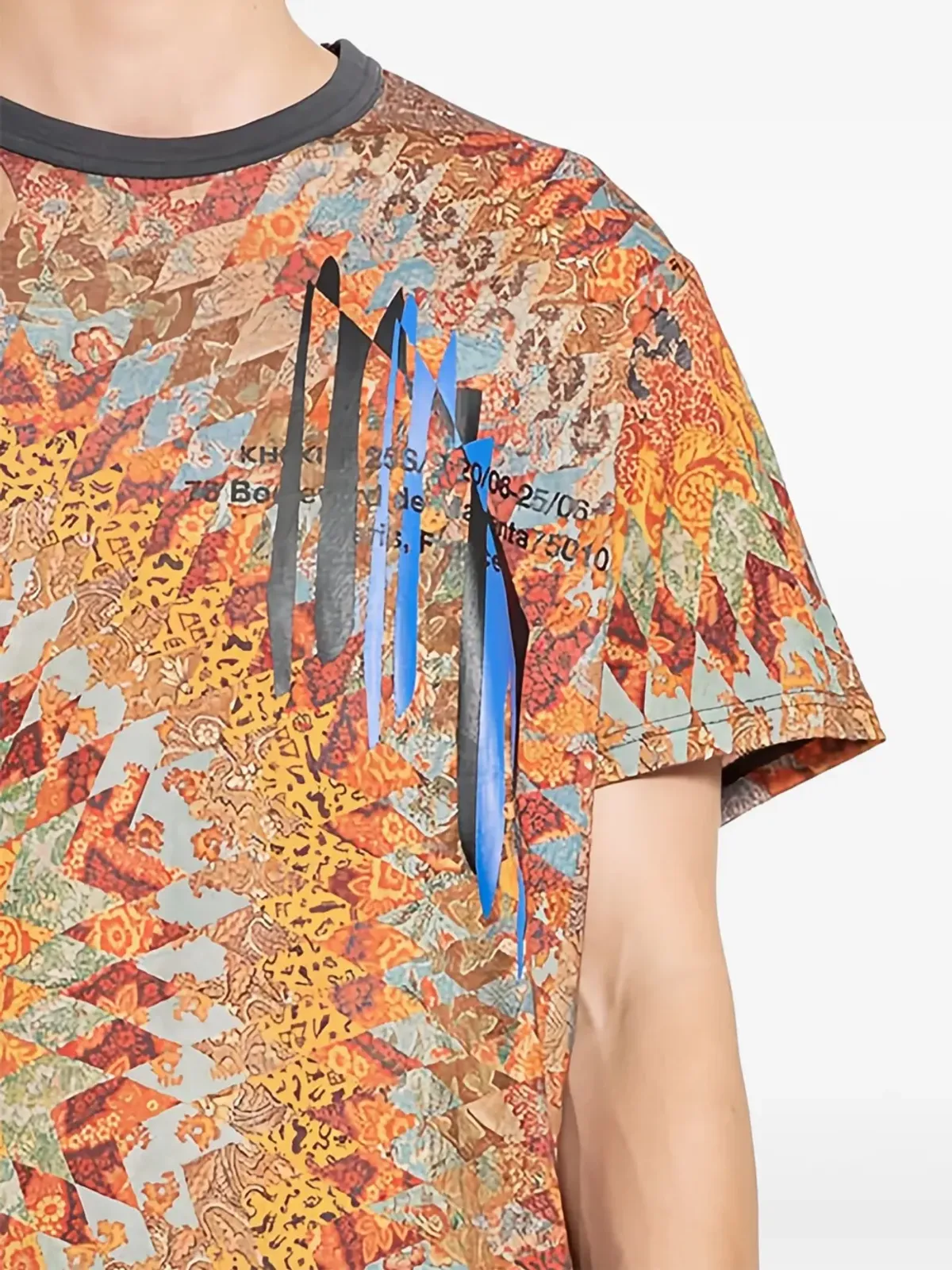 KHOKI パッチワークプリント Tシャツ - オレンジ - 画像2
