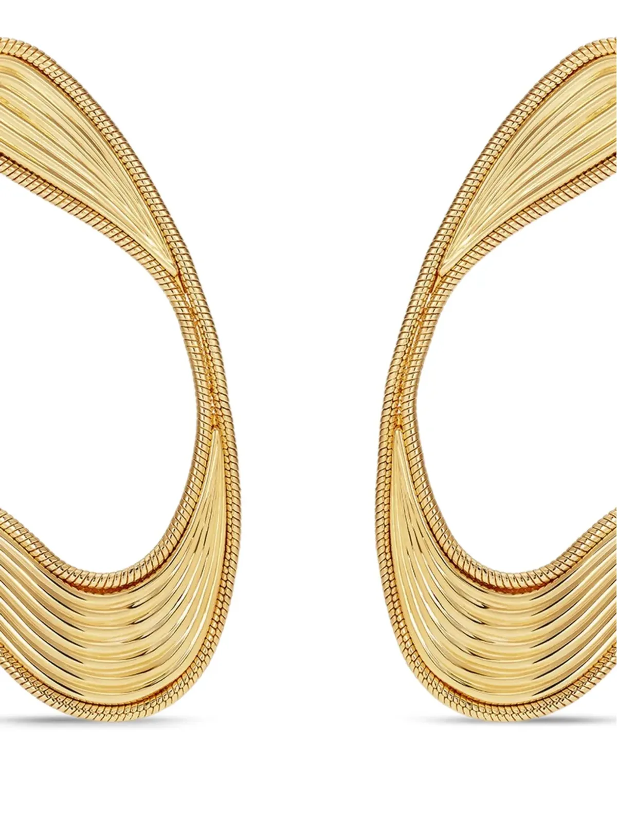 Fernando Jorge 18K イエローゴールド ミディアム ストリームライン ループ ピアス - 画像2