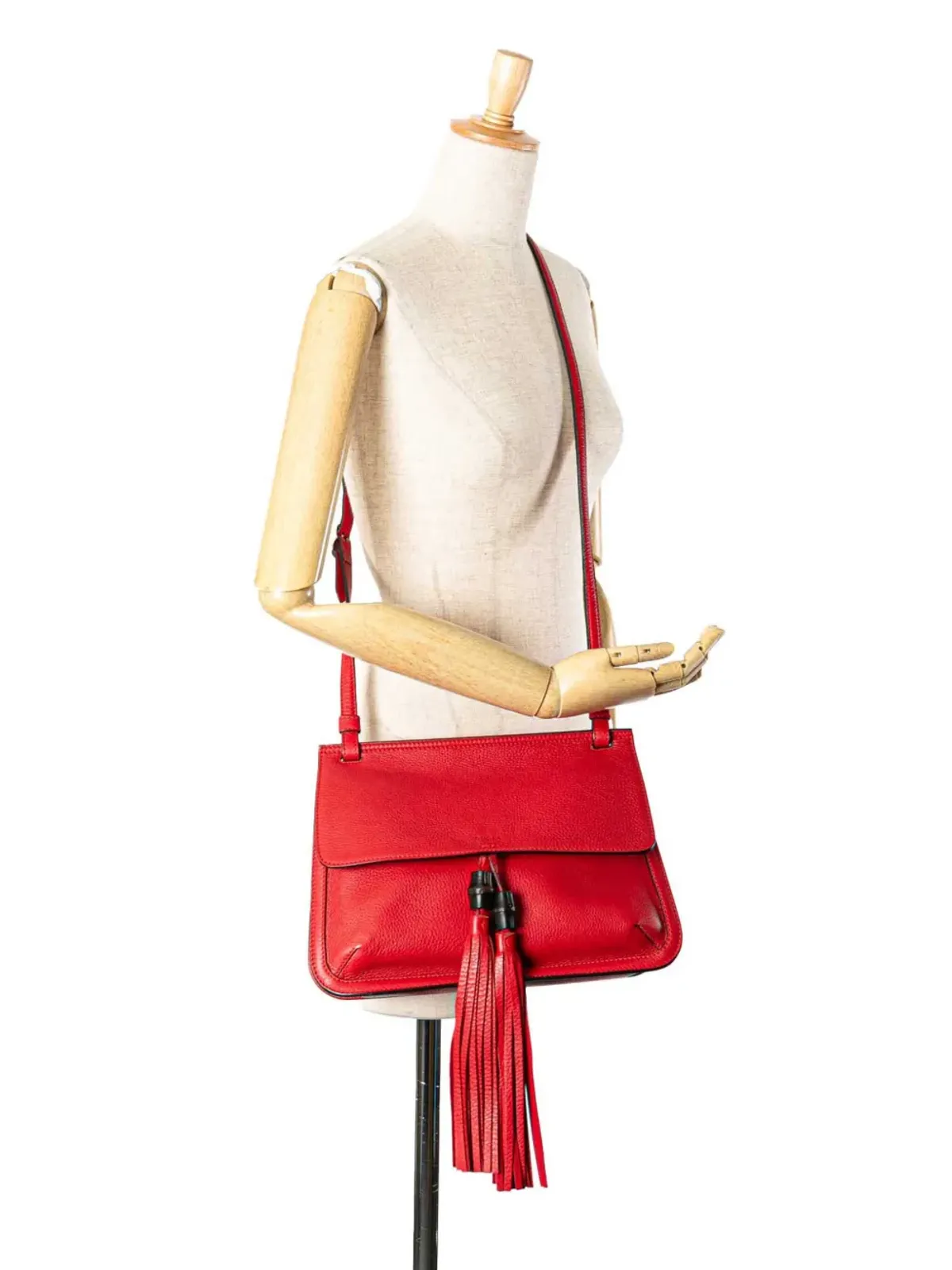 Gucci ビンテージ 2000-2015 レザー バンブー デイリー クロスボディバッグ - レッド - 画像2