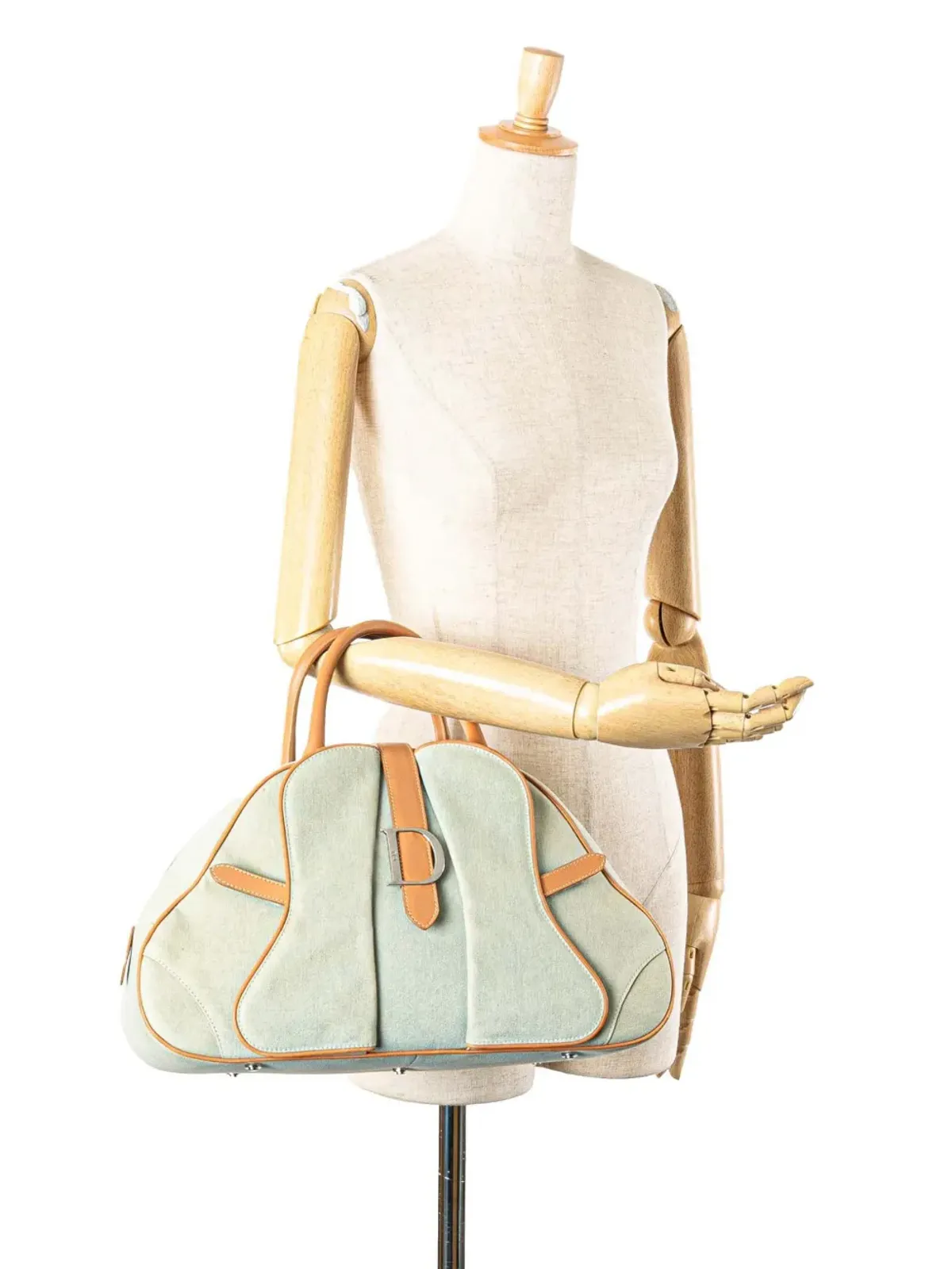 Christian Dior ビンテージ 2001 デニム ダブルサドルボウラーバッグ ハンドバッグ - ブルー - 画像2