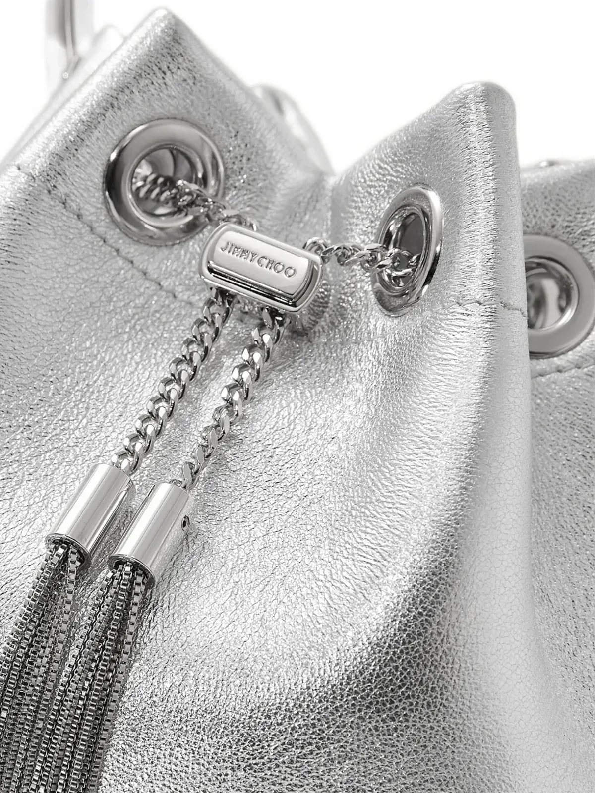 Jimmy Choo ボンボン ドローストリング バケットバッグ - シルバー - 画像5