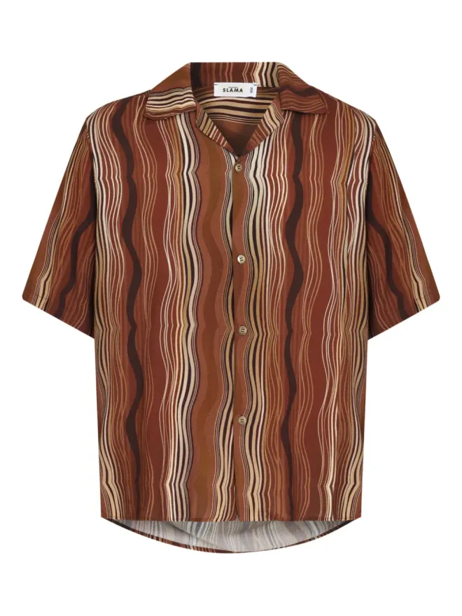 Amir Slama Amir Slama ウェーブパターン半袖シャツ ブラウンの商品画像
