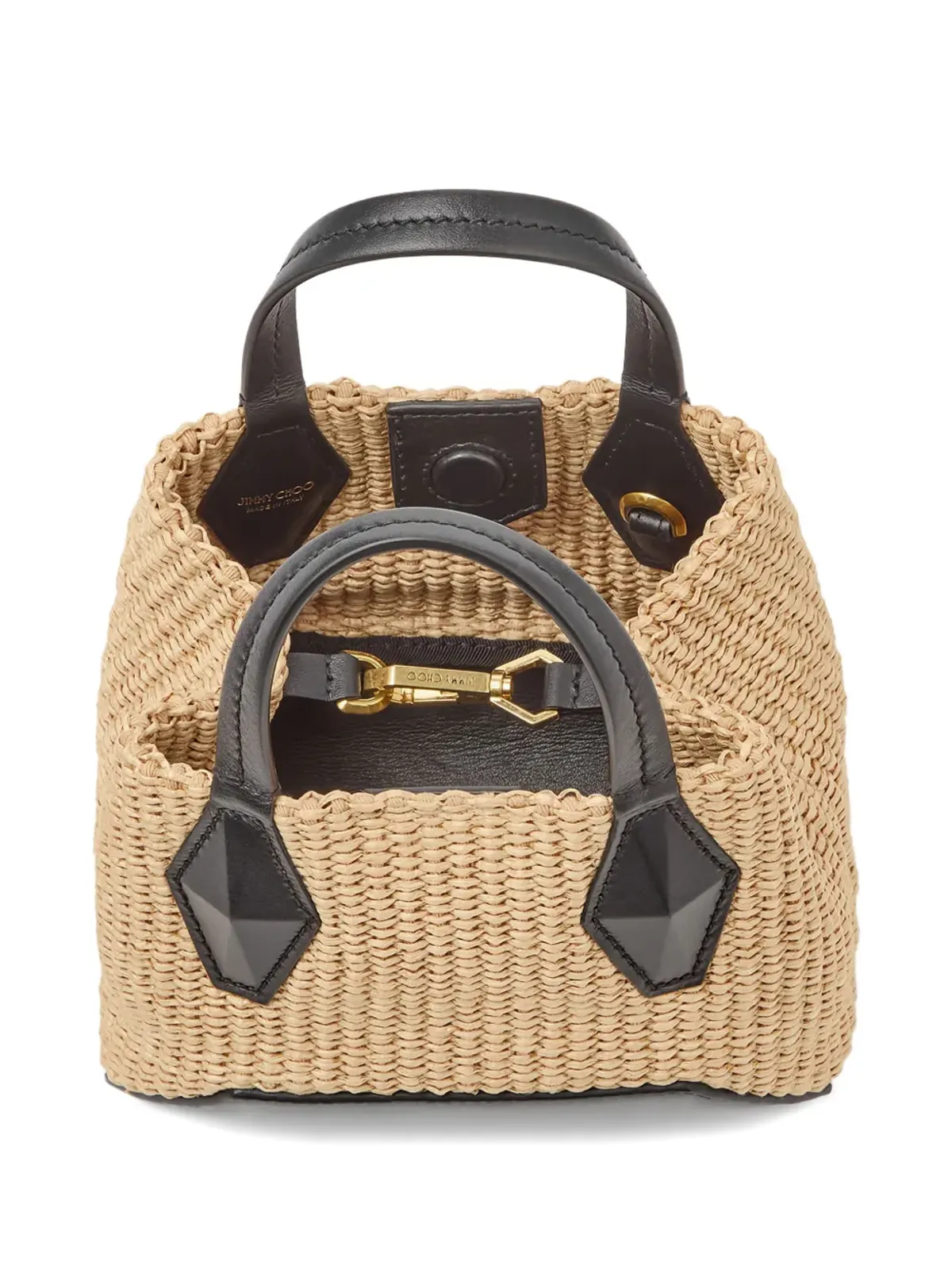 Jimmy Choo ダイヤモンド編みストローストートバッグ - ベージュ系 - 画像5