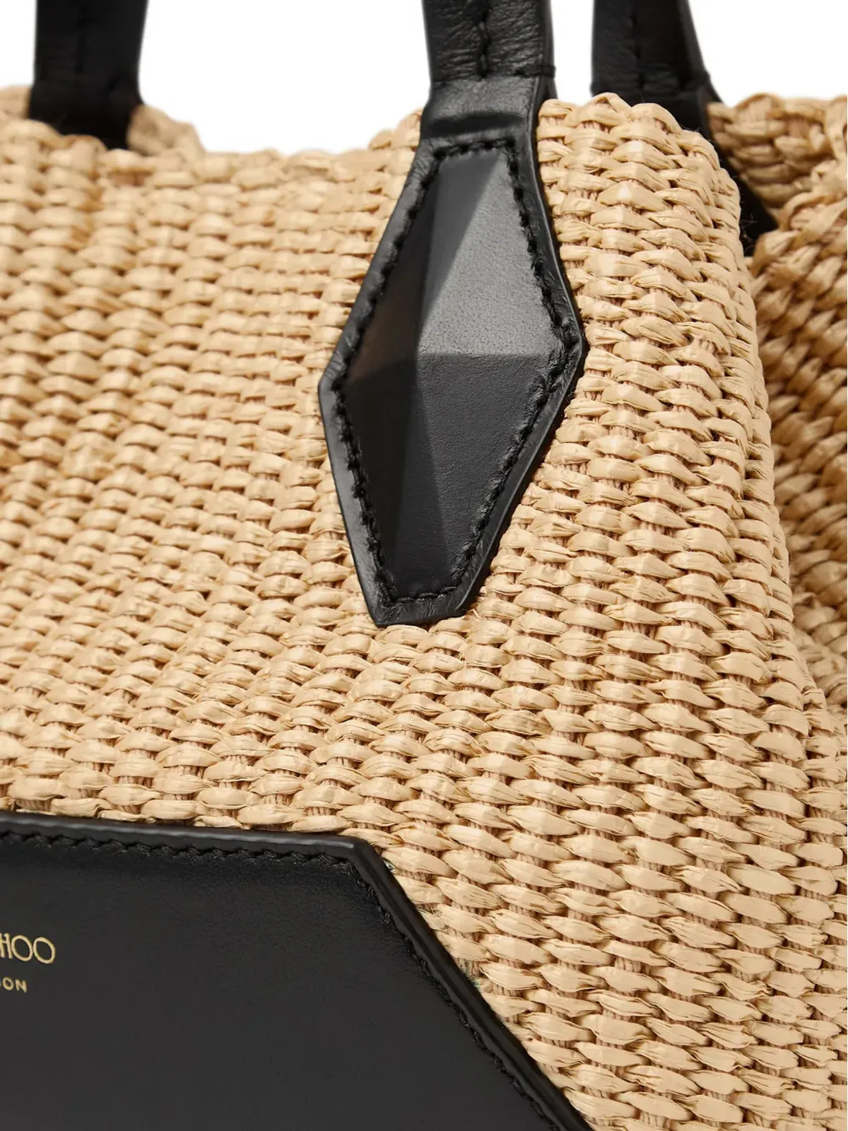 Jimmy Choo ダイヤモンド編みストローストートバッグ - ベージュ系 - 画像4