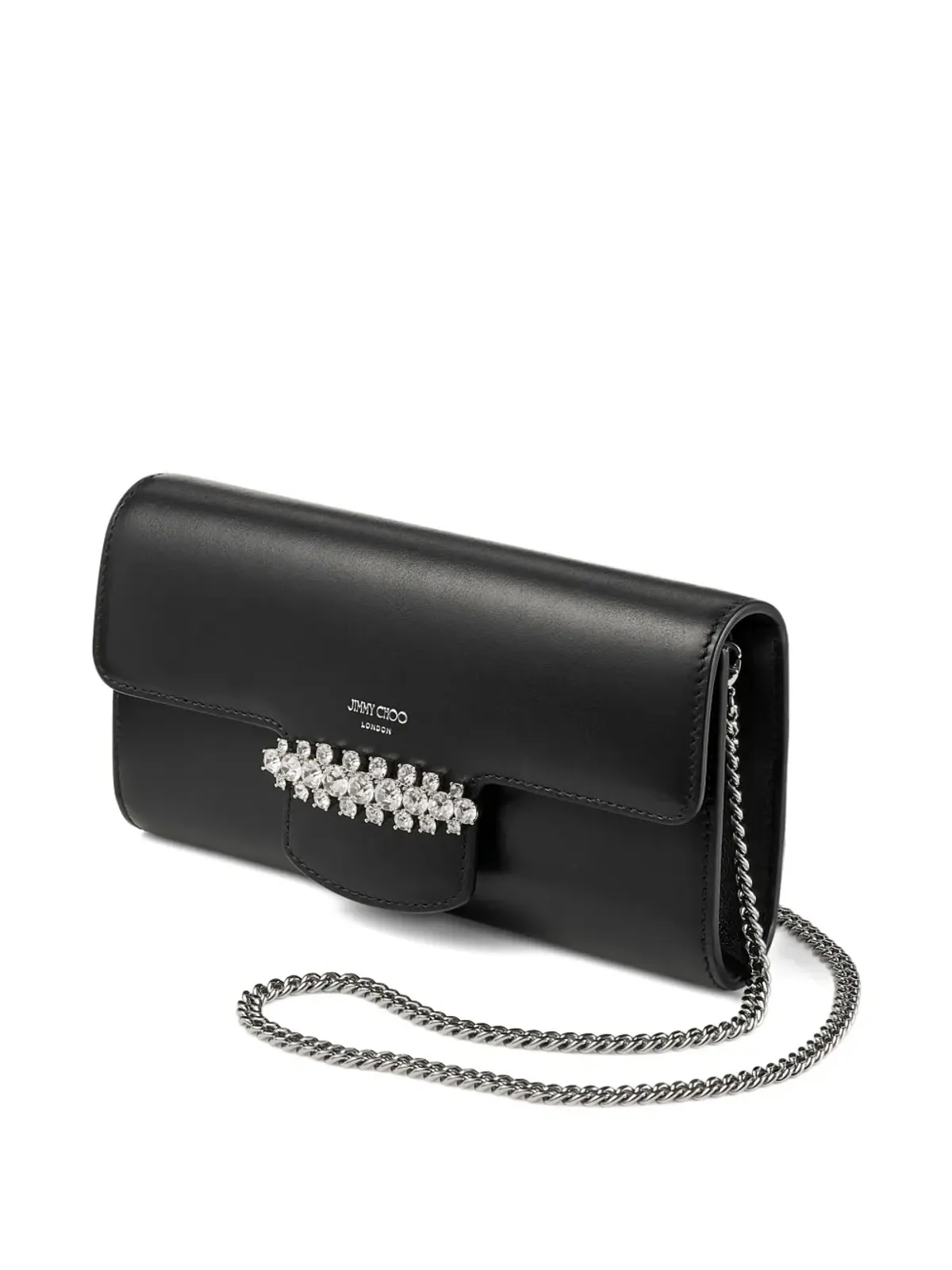 Jimmy Choo Bing クリスタル装飾のウォレット・オン・チェーン - ブラック - 画像3