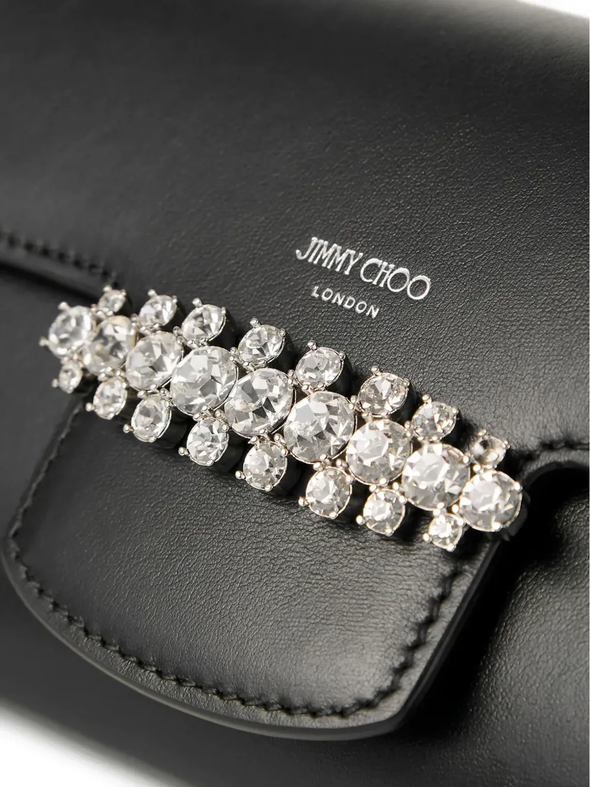 Jimmy Choo Bing クリスタル装飾のウォレット・オン・チェーン - ブラック - 画像4
