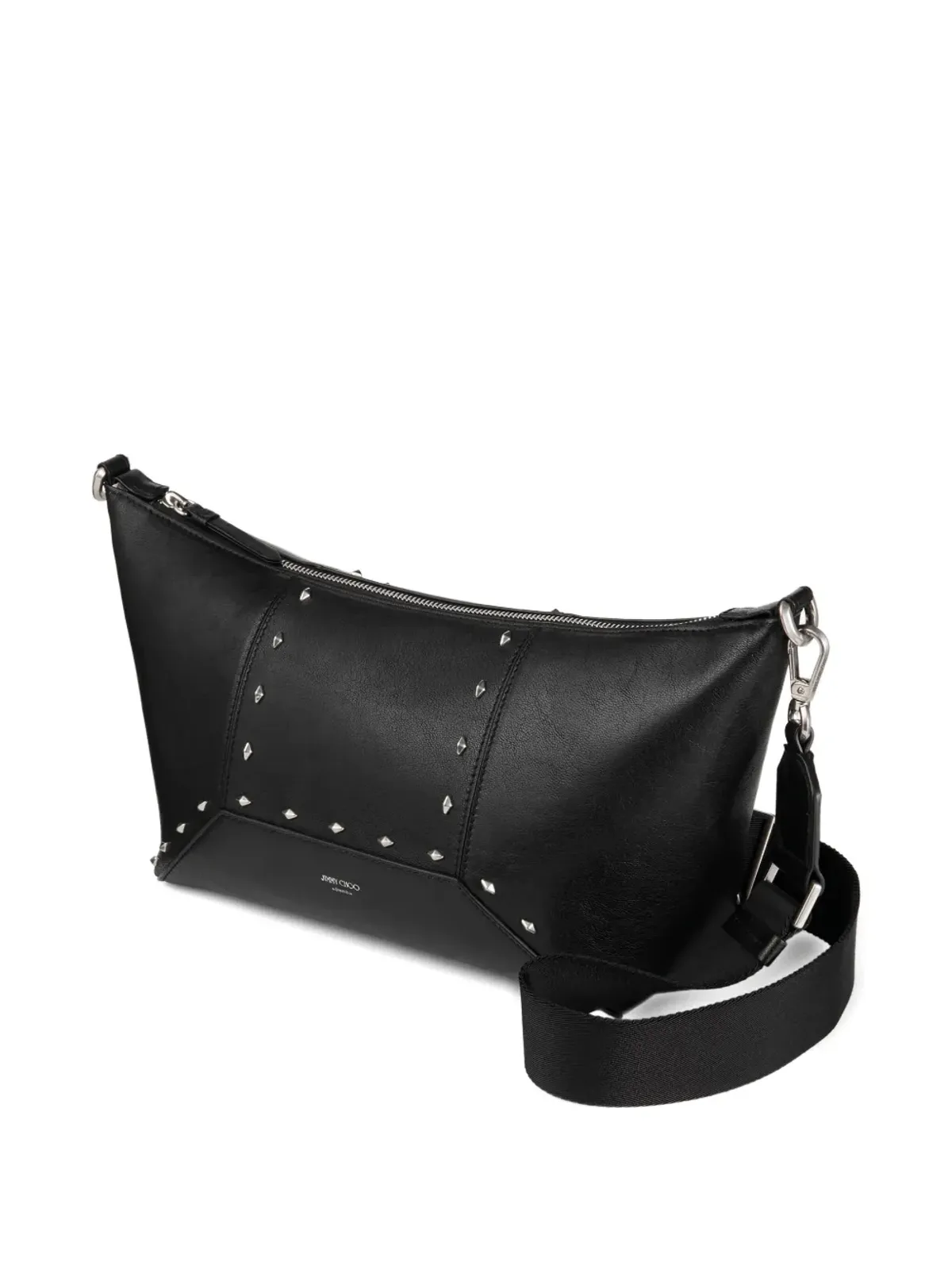 Jimmy Choo ダイヤモンドスタッズ付きジップショルダーバッグ - ブラック - 画像2