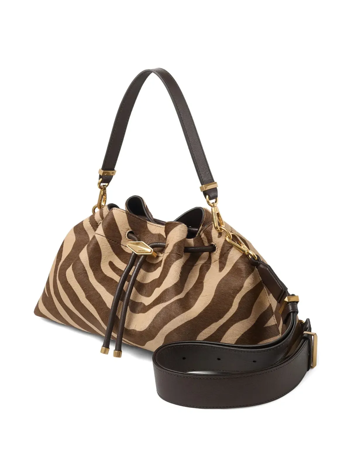 Jimmy Choo ミディアム シンチ ゼブラ柄 ショルダーバッグ ブラウン - 画像2