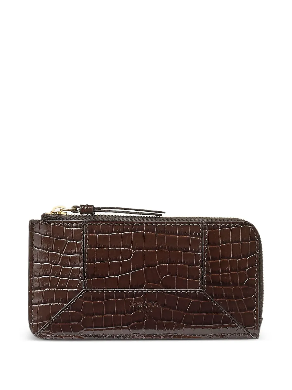 Jimmy Choo Lise-Z クロコダイルエフェクト ジップアラウンド ウォレット ブラウン - 画像1