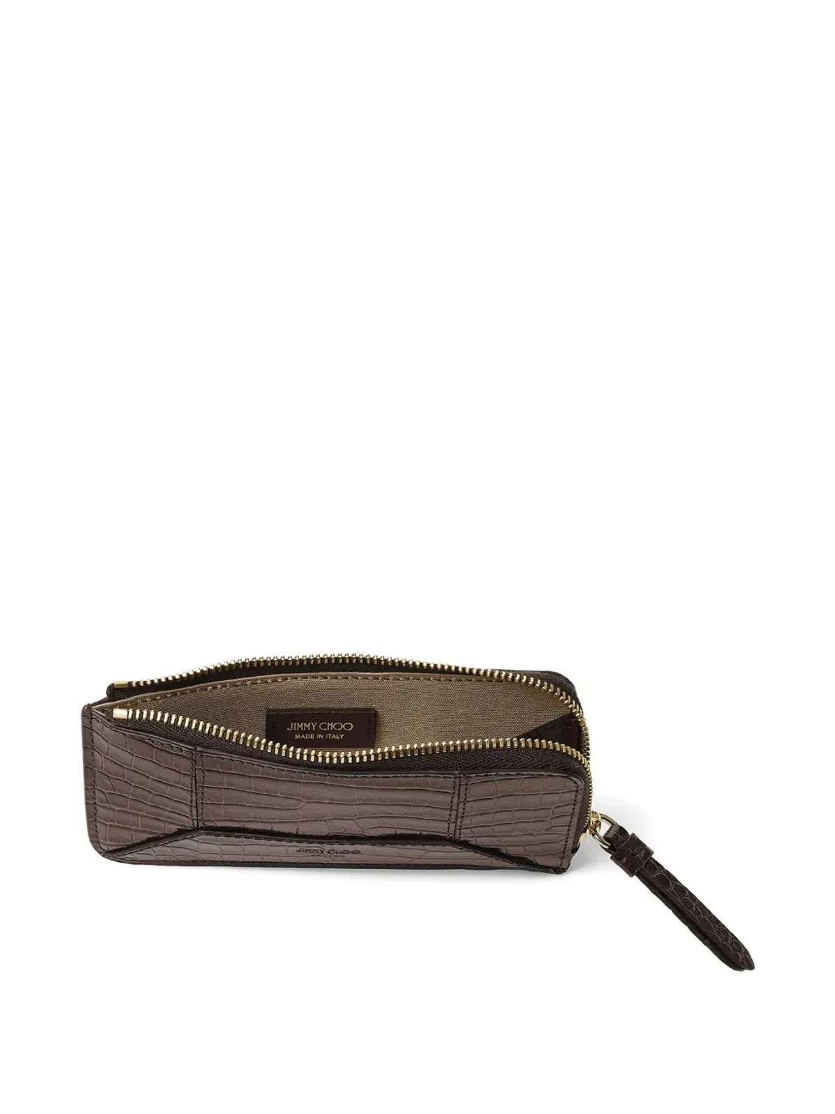 Jimmy Choo Lise-Z クロコダイルエフェクト ジップアラウンド ウォレット ブラウン - 画像3
