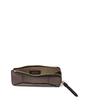 Jimmy Choo Lise-Z クロコダイルエフェクト ジップアラウンド ウォレット ブラウン - サムネイル3