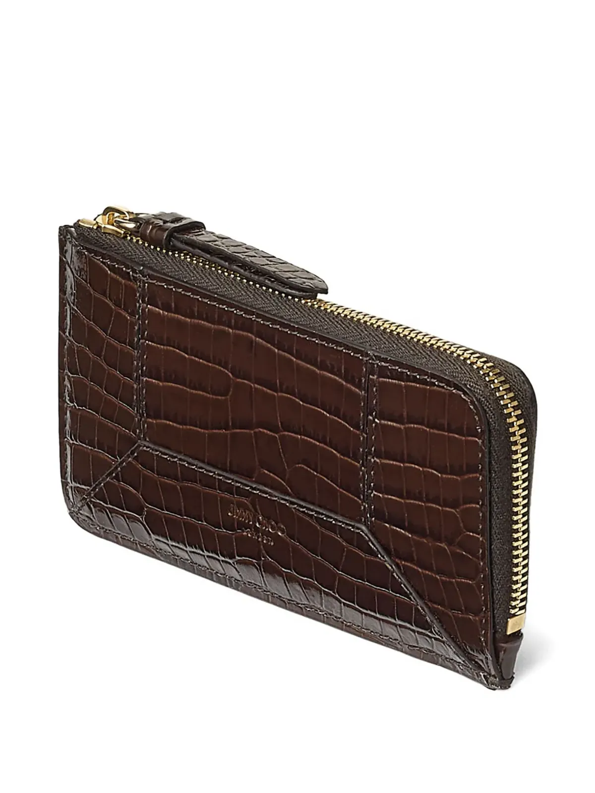 Jimmy Choo Lise-Z クロコダイルエフェクト ジップアラウンド ウォレット ブラウン - 画像4