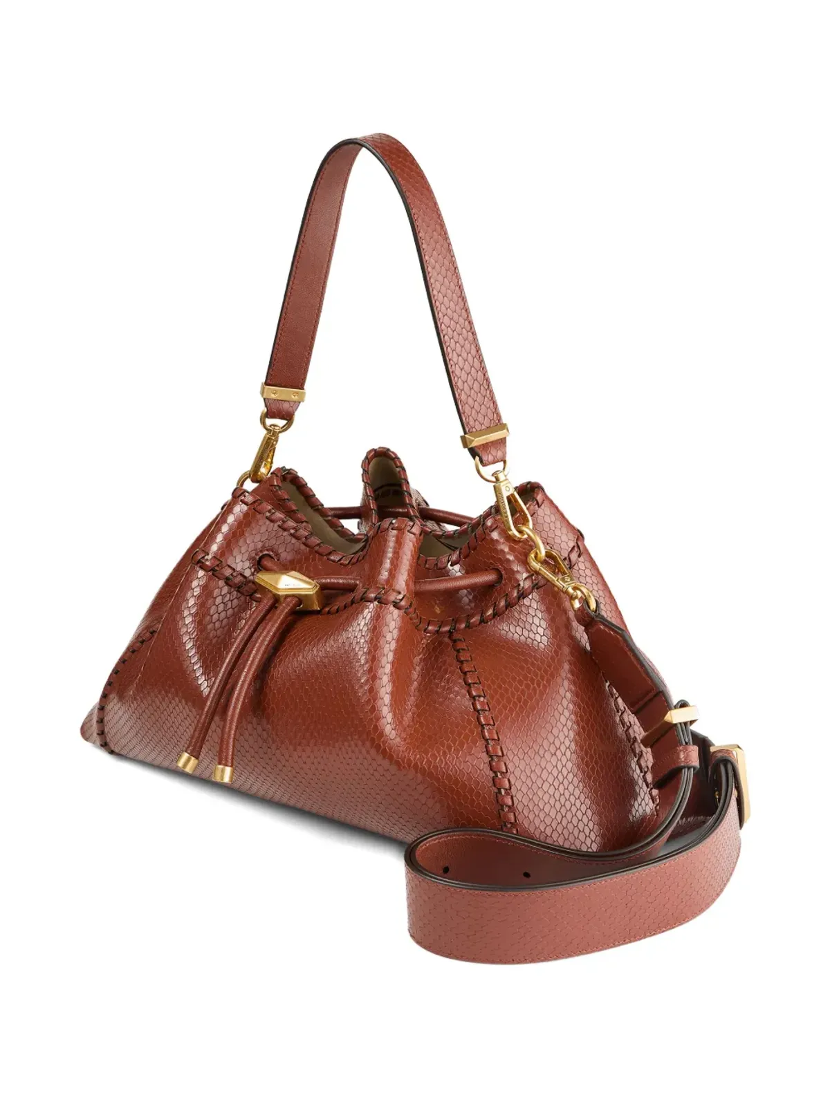 Jimmy Choo Cinch M 蛇皮風レザー ショルダーバッグ - ブラウン - 画像3