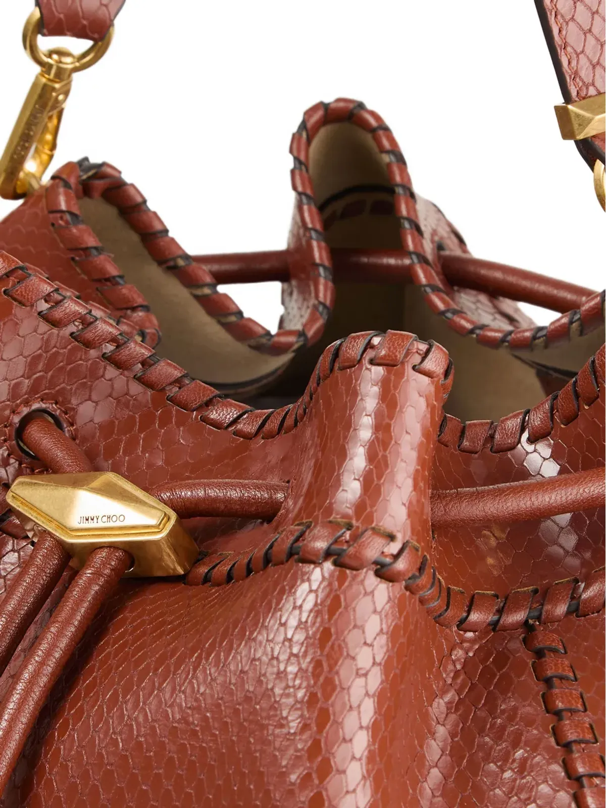 Jimmy Choo Cinch M 蛇皮風レザー ショルダーバッグ - ブラウン - 画像4