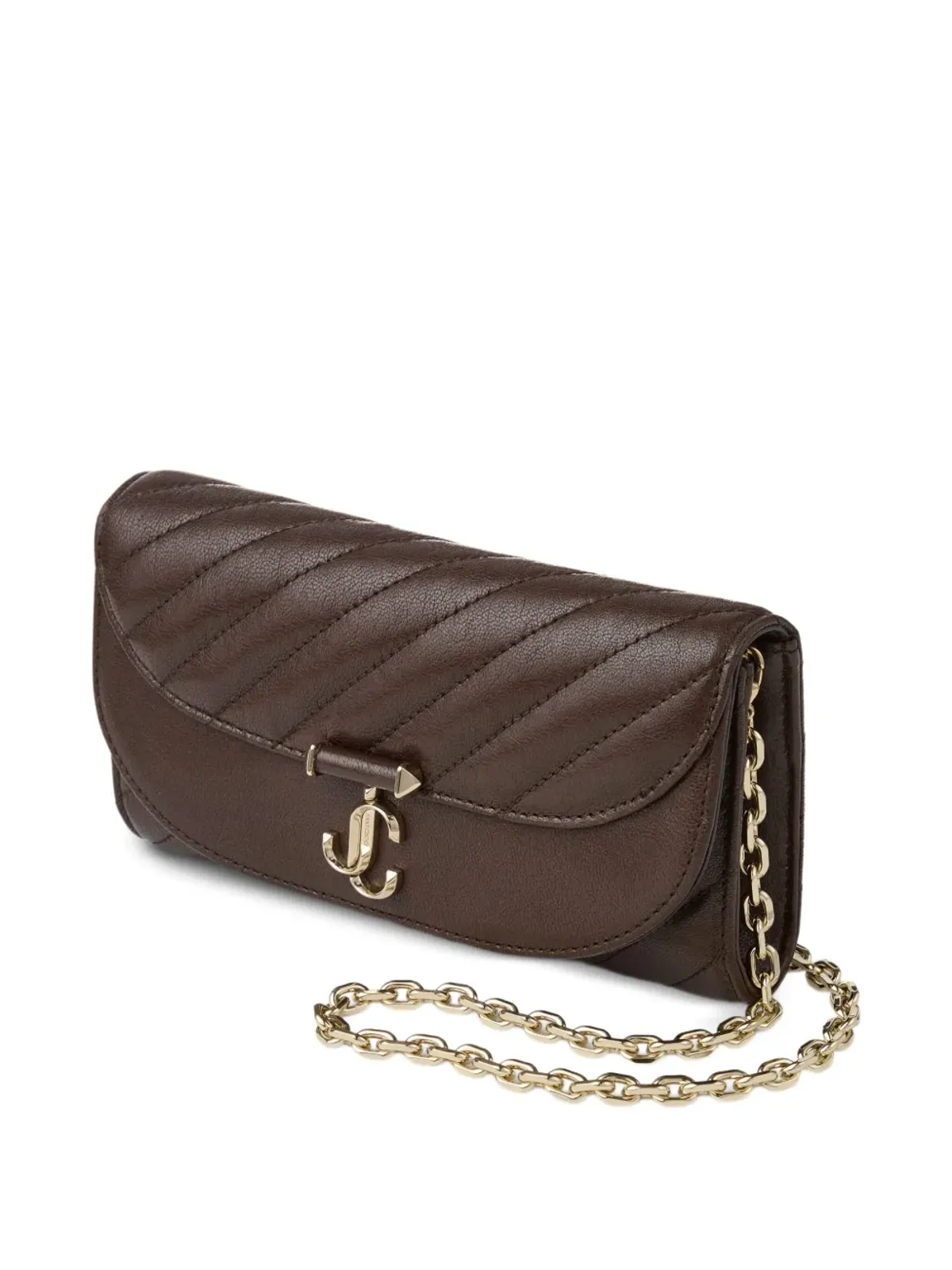 Jimmy Choo Curve キルティングクラッチバッグ ブラウン - 画像3