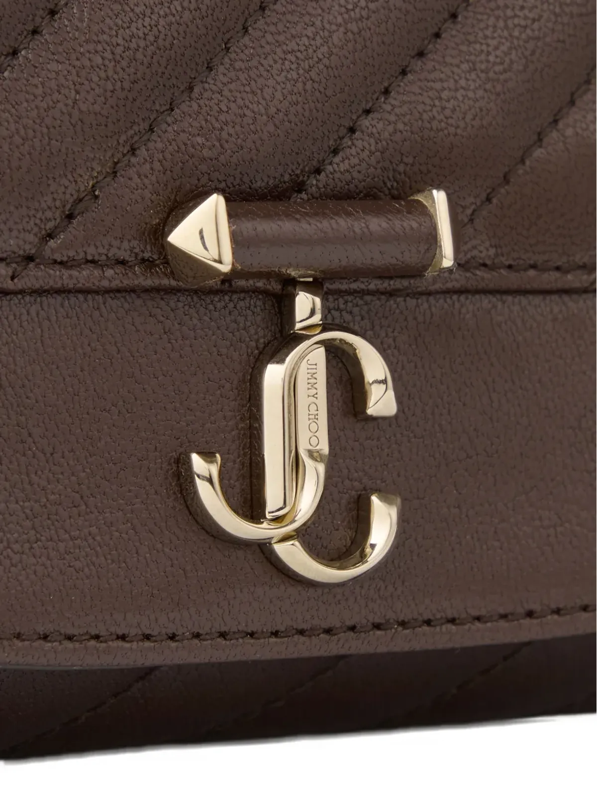 Jimmy Choo Curve キルティングクラッチバッグ ブラウン - 画像4