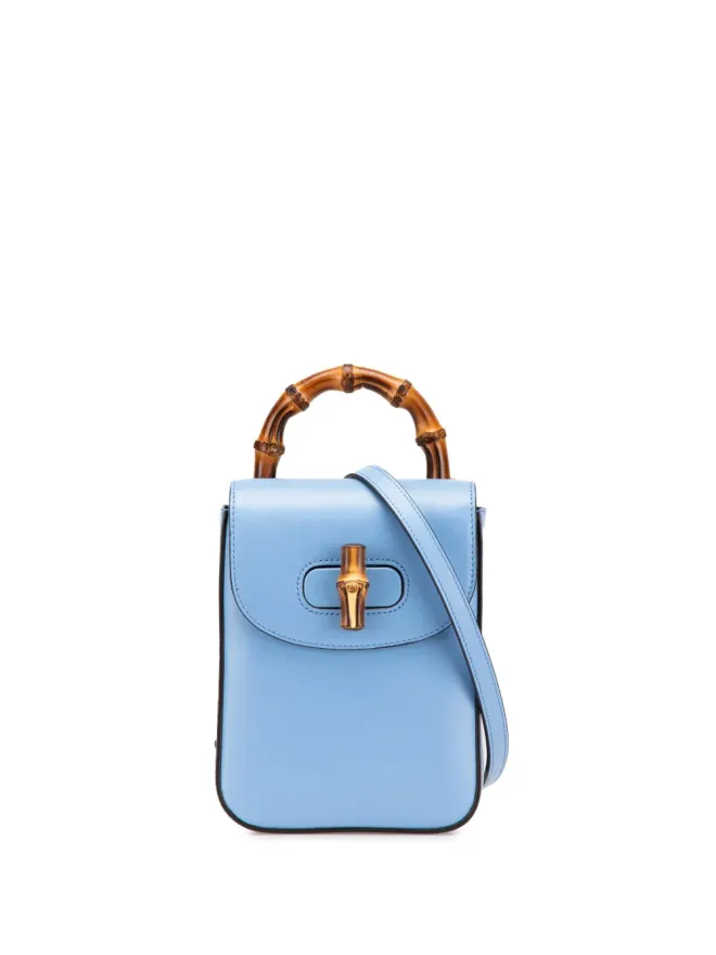 Gucci Pre-Owned Gucci ビンテージ ミニ カーフスキン バンブー トップハンドル バッグ サッチェル - ブルーの商品画像