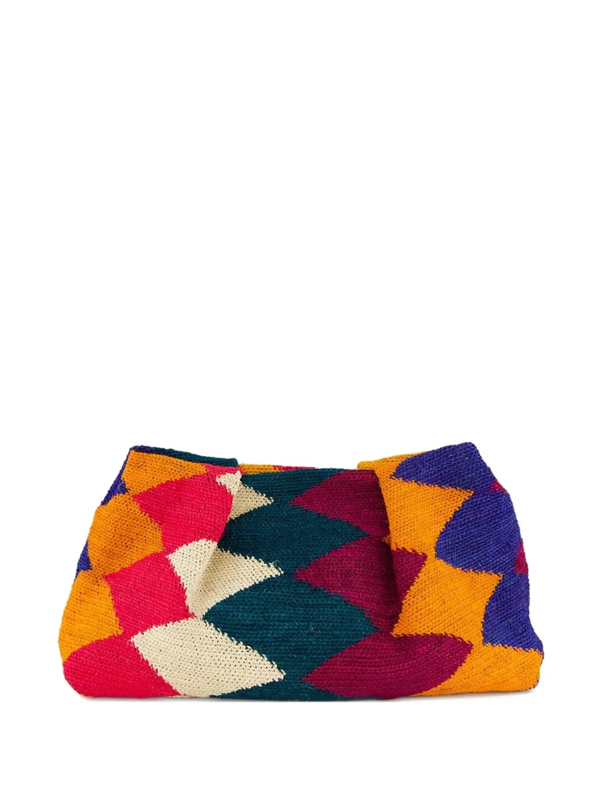 Sensi Studio Sisal diamond-patterned clutch bag - Yellow - 画像1