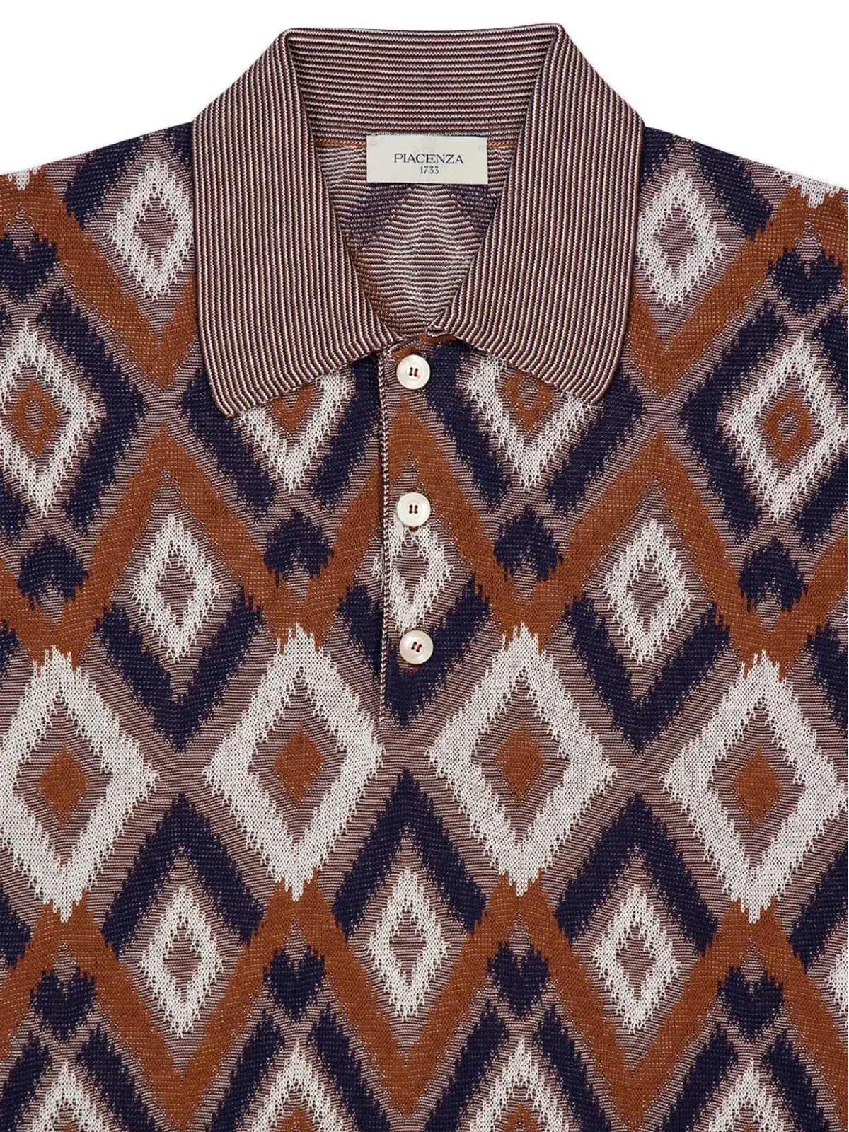 Piacenza Cashmere ダイヤモンド柄3ボタンポロシャツ - 画像3
