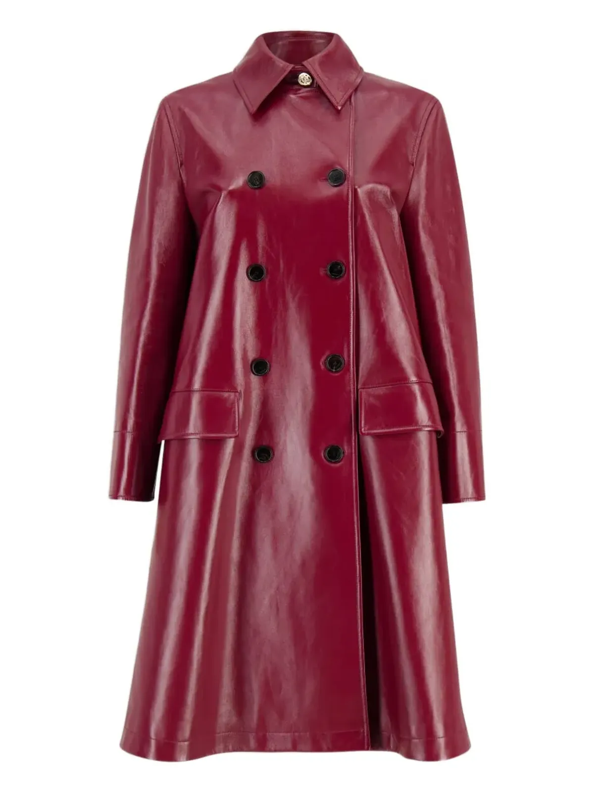 Gucci レザー ダブルブレスト トレンチコート - レッド - 画像1