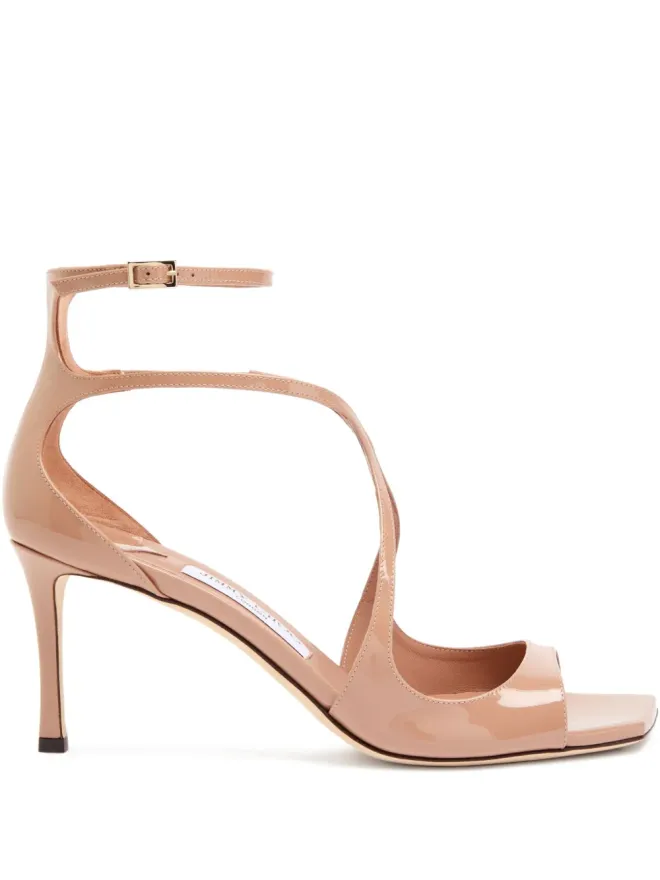Jimmy Choo Jimmy Choo 75mm Azia パテントレザー アンクルストラップサンダル - ニュートラルカラーの商品画像