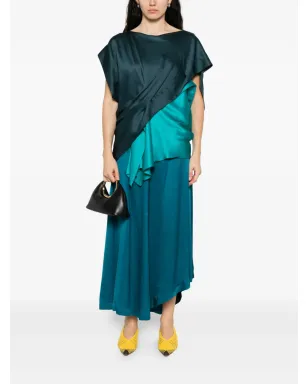 colville Seung ドレープ シルク ドレス - グリーン - サムネイル2
