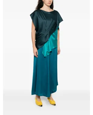 colville Seung ドレープ シルク ドレス - グリーン - サムネイル3