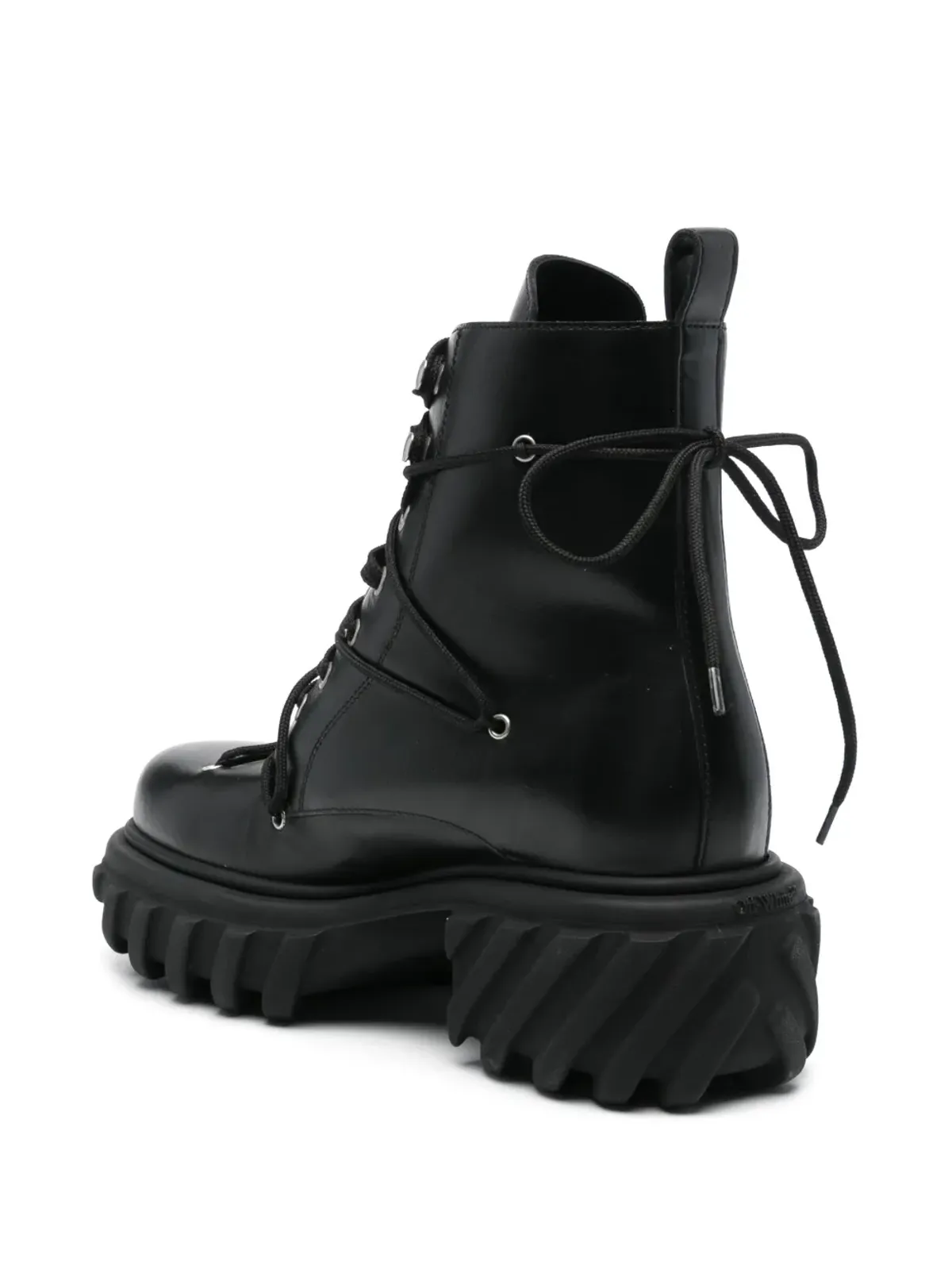 Off-White Pre-Owned ブラック レザー コンバットブーツ - 画像3